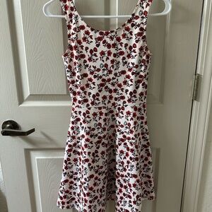 H&M DividedFloral Sleeveless Dress - Red and Black on White